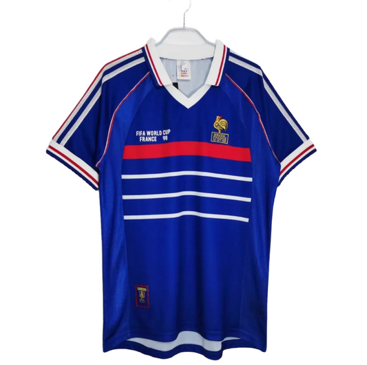 1998 Frankrike Hemmatröja – Retro Player Edition (Kortärmad)