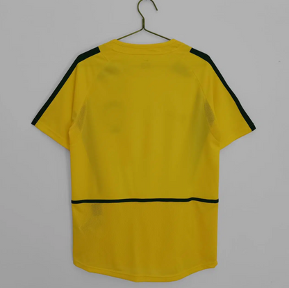 2002 Brazil Yellow Retro Soccer Jersey