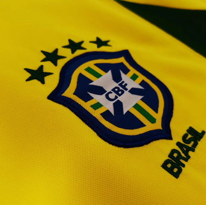 2002 Brazil Yellow Retro Soccer Jersey