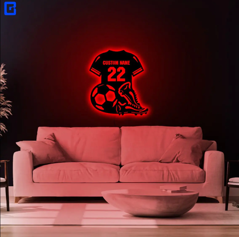 Personalized LED Football Lamp - Name and Number