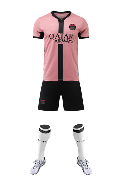 Child/Adult Paris Saint-Germain Second Away Shirt 24-25 - Pink &amp; Black